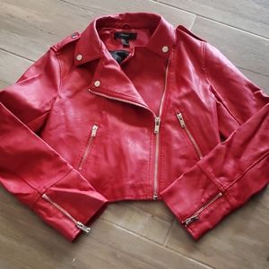 Forever21 Faux leather red short jacket